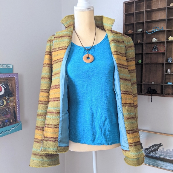 Akris Punto Multicolored Wool Mohair Boho Jacket Blazer Zip Front Sz 8-10 VGUC! - Picture 6 of 12